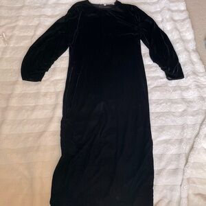 Black Velvet Robe with Side Slit